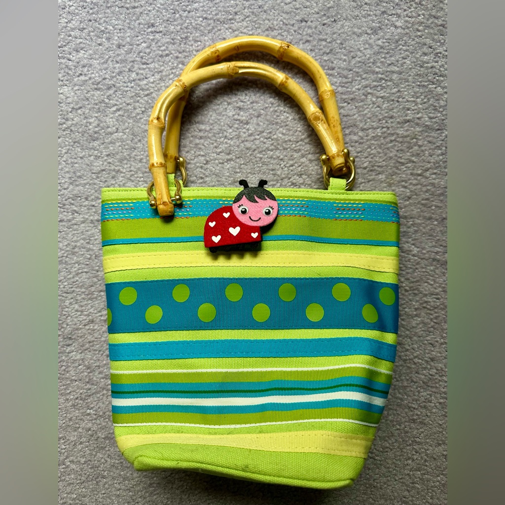 Summer Sale! Colorful Striped Bucket Bag With Bamboo Handles